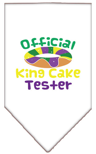 King Cake Taster Screen Print Mardi Gras Bandana White Small